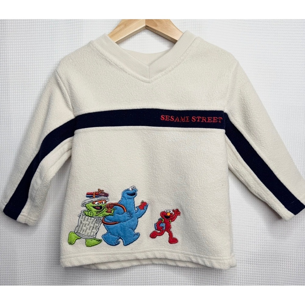 Vintage 2002 Sesame Street Boys Fleece Elmo Cookie Monster Oscar Cream 2T